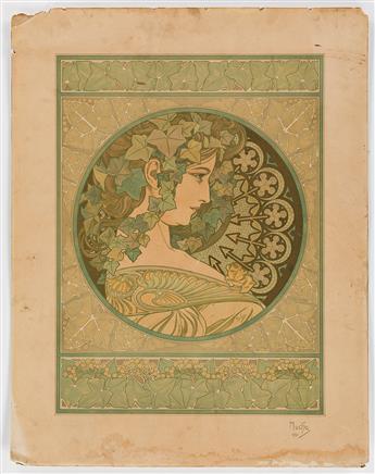 ALPHONSE MUCHA (1860-1939). [LAUREL & IVY]. Two decorative panels. 1901. Each 26x20 inches, 66x52 cm. [F. Champenois, Paris.]